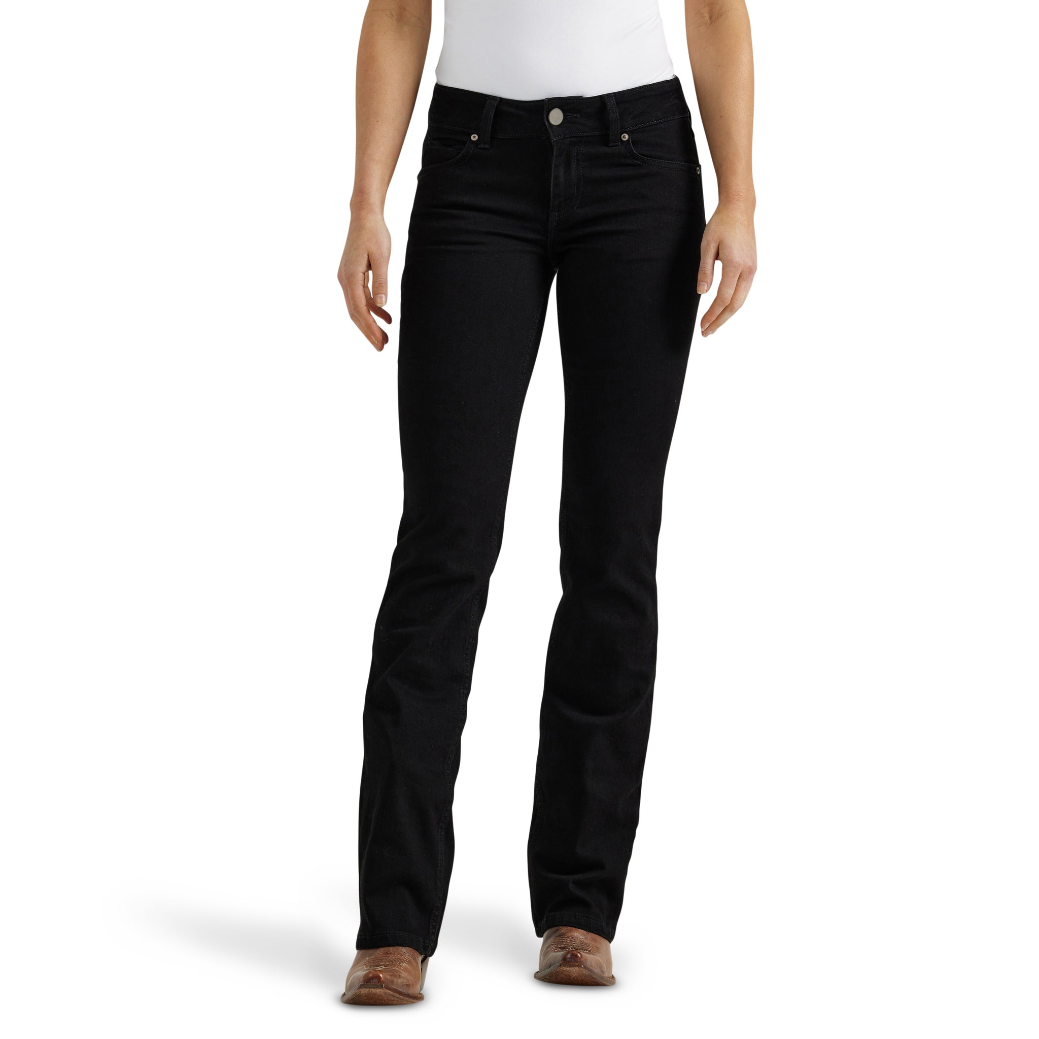 Wrangler Women's Mid Rise Bootcut Denim Jeans, Black