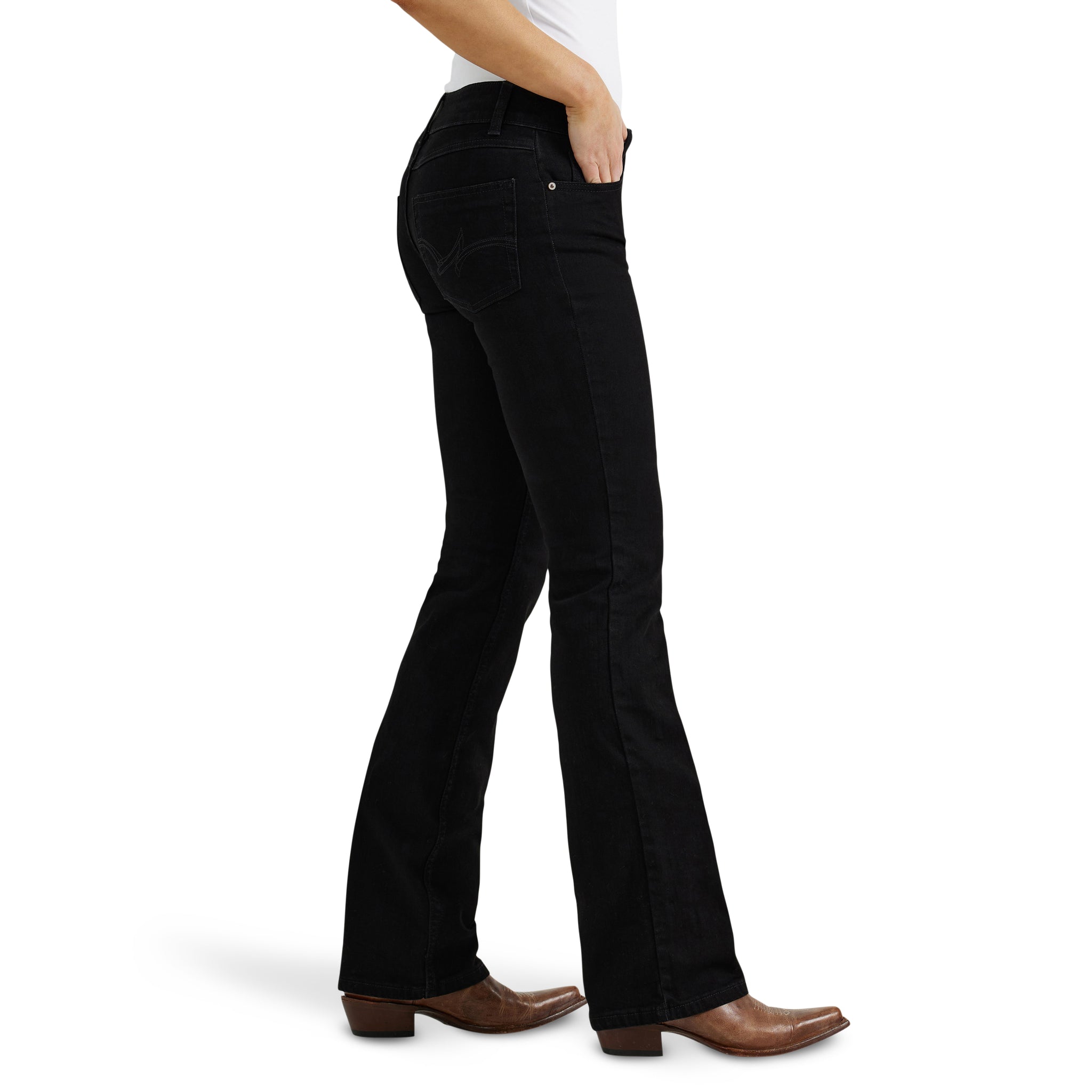 Wrangler Women's Mid Rise Bootcut Denim Jeans, Black