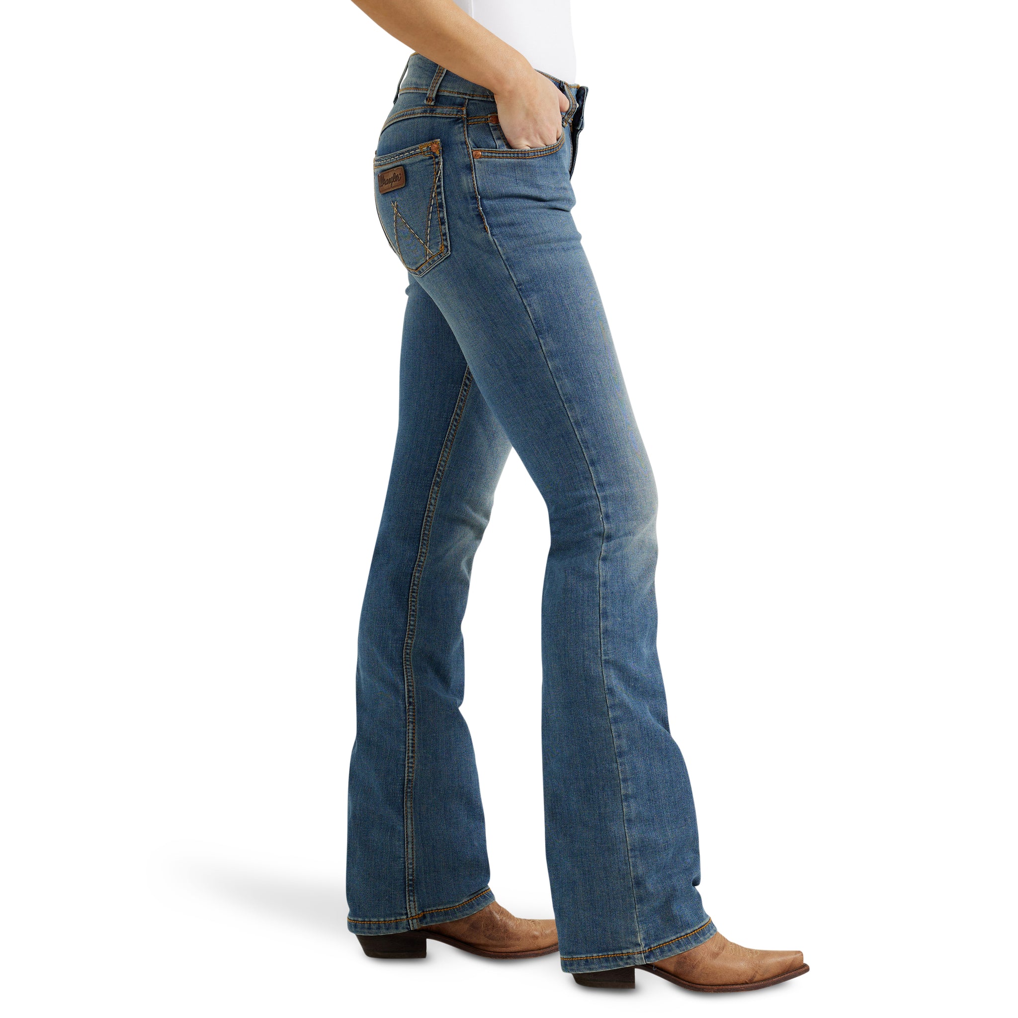 Wrangler Women's Retro Mae Mid Rise Bootcut Denim Jeans, KM Wash