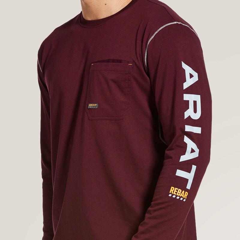 Ariat Men's Rebar Workman Logo T-Shirt, Malbec