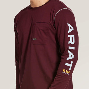 Ariat Men's Rebar Workman Logo T-Shirt, Malbec