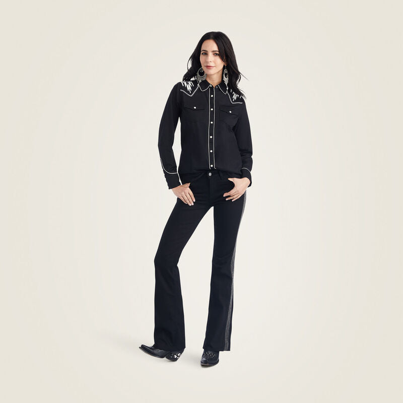 Ariat Women's Retro Snap Chimayo Shirt, Black