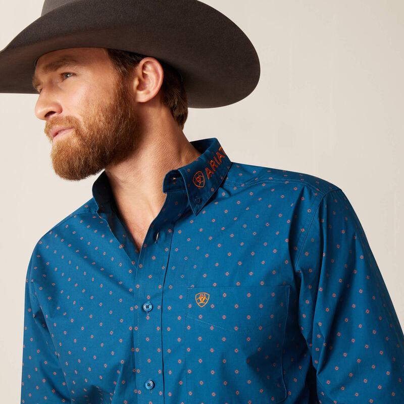 Ariat Men's Team Logo Clarence Fitted Shirt True Blue
