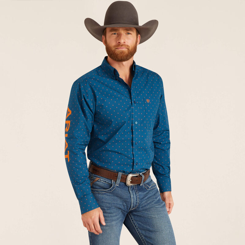 Ariat Men's Team Logo Clarence Fitted Shirt True Blue
