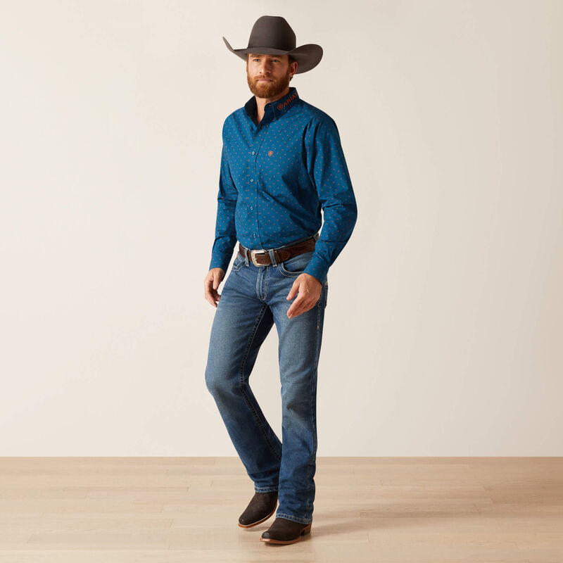 Ariat Men's Team Logo Clarence Fitted Shirt True Blue
