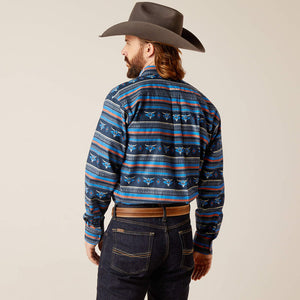 Ariat Men's Team Logo Chandler Classic Fit Long Sleeve Shirt, Blue