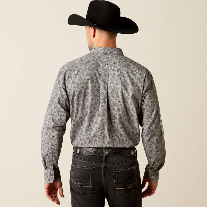 Ariat Men's Team Logo Kendall Classic Fit Long Sleeve Shirt, Grey
