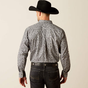 Ariat Men's Team Logo Kendall Classic Fit Long Sleeve Shirt, Grey