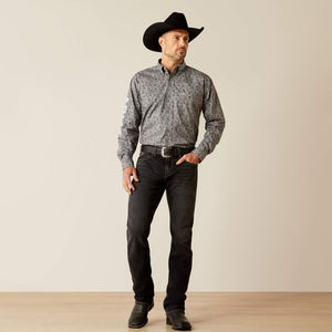 Ariat Men's Team Logo Kendall Classic Fit Long Sleeve Shirt, Grey