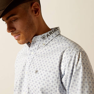 Ariat Men's Team Logo Kody Classic Fit Long Sleeve Shirt, Light Blue