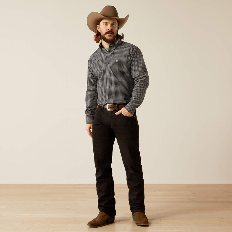 Ariat Men's Pro Series Team Logo Otto Classic Fit Long Sleeve Shirt, Black|Khaki