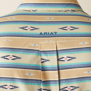 Ariat Men's Team Logo Peer Classic Fit Long Sleeve Shirt, Khaki|Blue