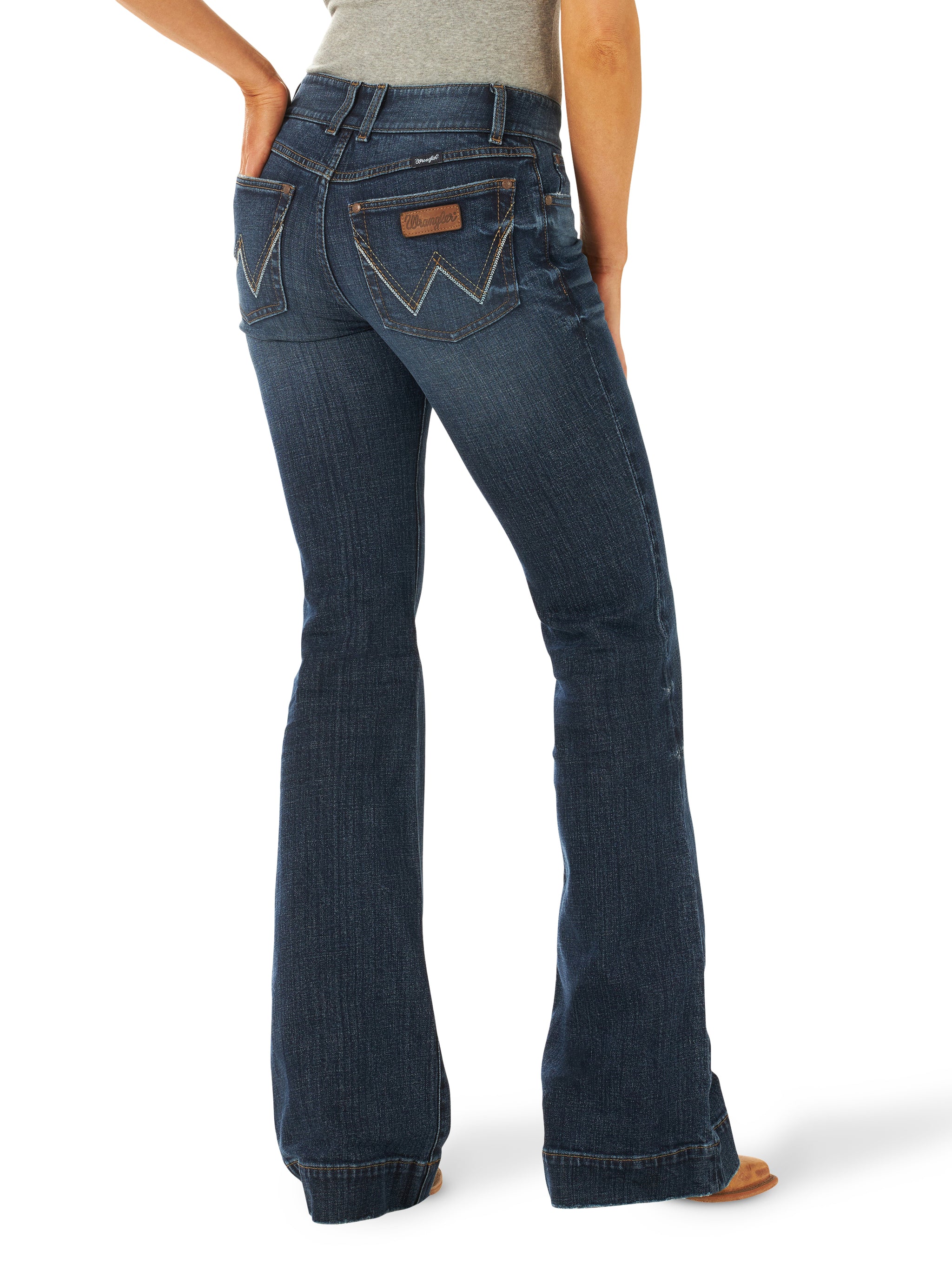 Wrangler Women's Retro Mae Mid Rise Trouser Denim Jeans, Shelby