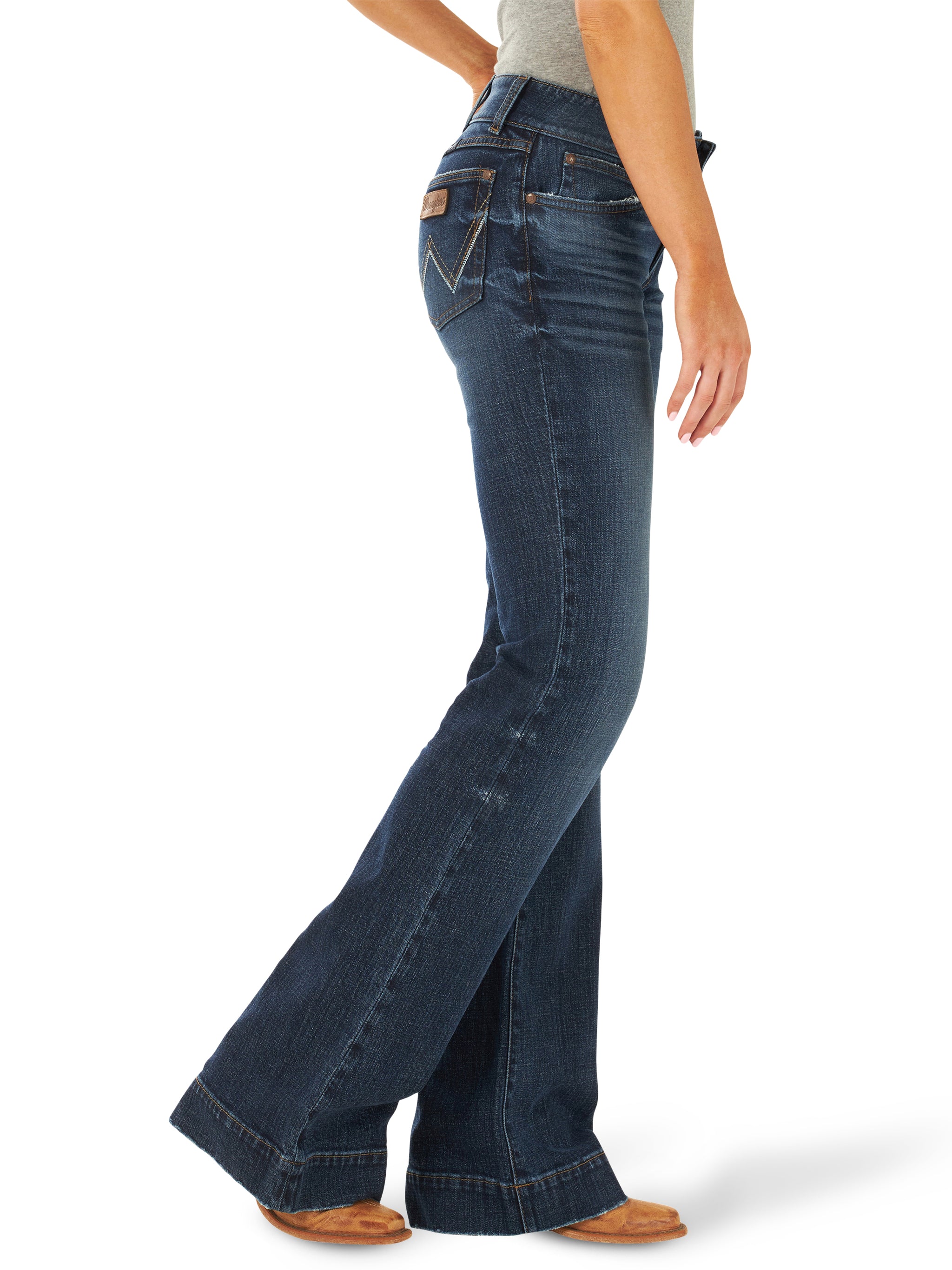 Wrangler Women's Retro Mae Mid Rise Trouser Denim Jeans, Shelby