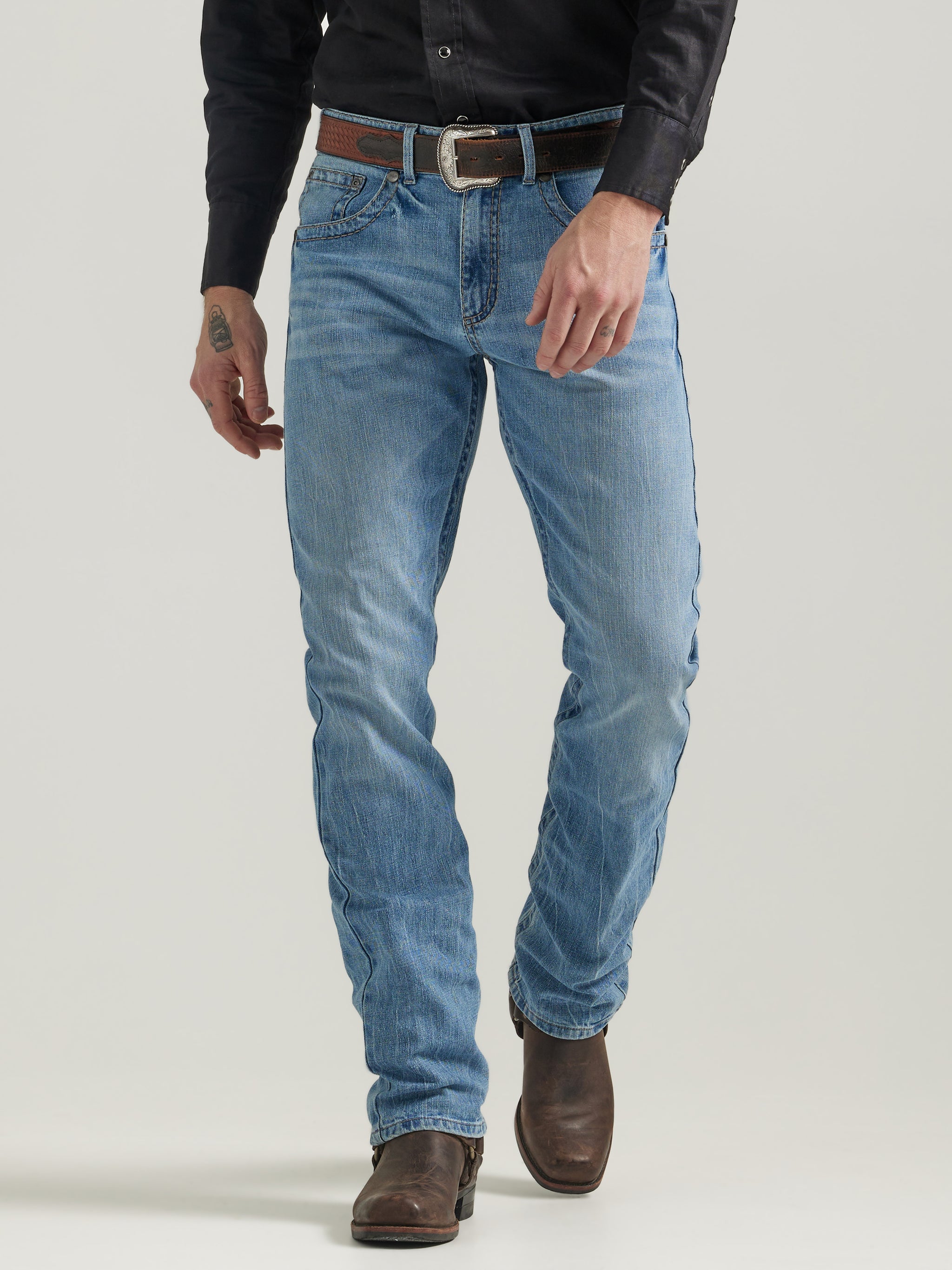 Rock 47 By Wrangler Men's Slim Fit Straight Leg Jean, Crazy Ivan Light / Medium Wash
