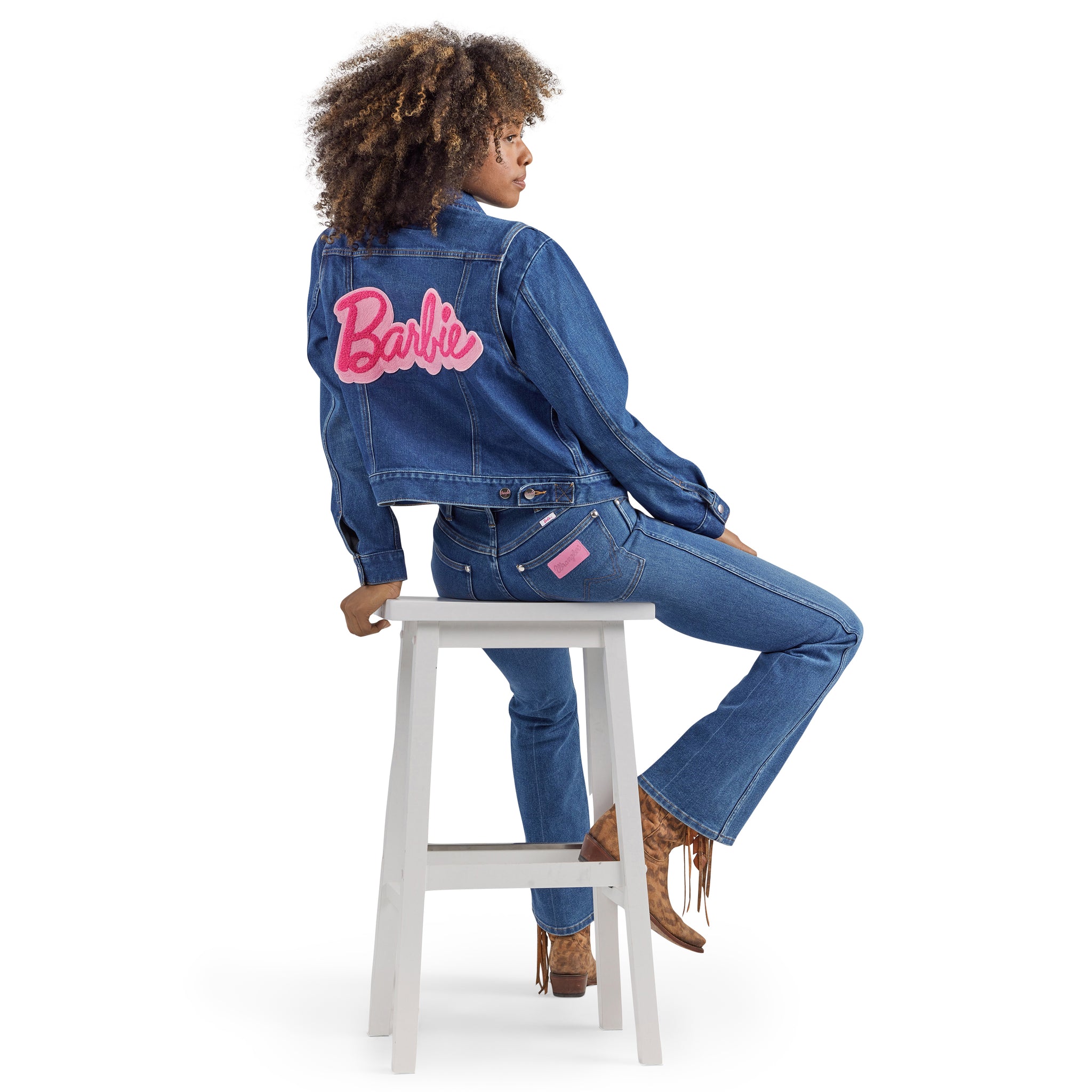 Wrangler X Barbie Women's Zip Front Denim Jacket In Wrangler Blue