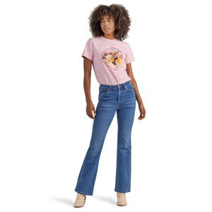 Wrangler X Barbie Women's Westward High Rise Bootcut Denim Jeans, Wrangler Blue