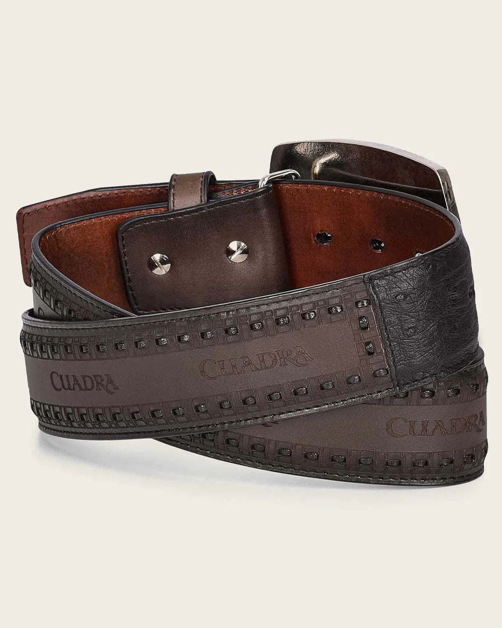 Cuadra Men's Ostrich Leather Belt, Black