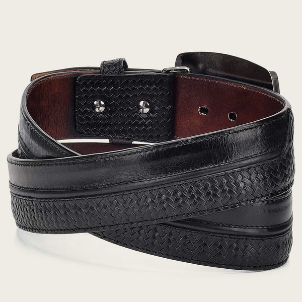 Cuadra Men's Bovine Leather Belt, Black