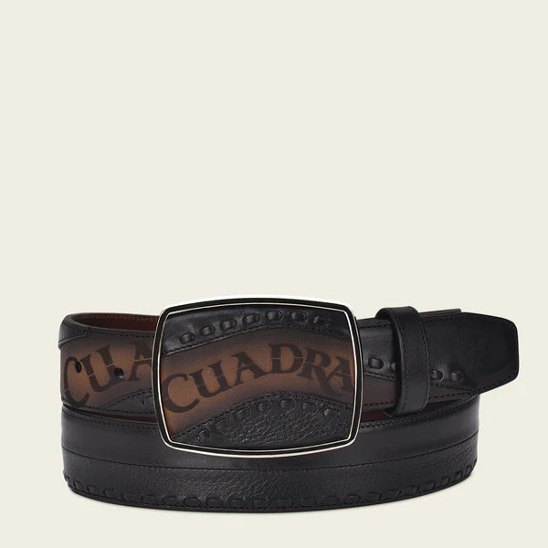 Cuadra Men's Leather Belt, Black