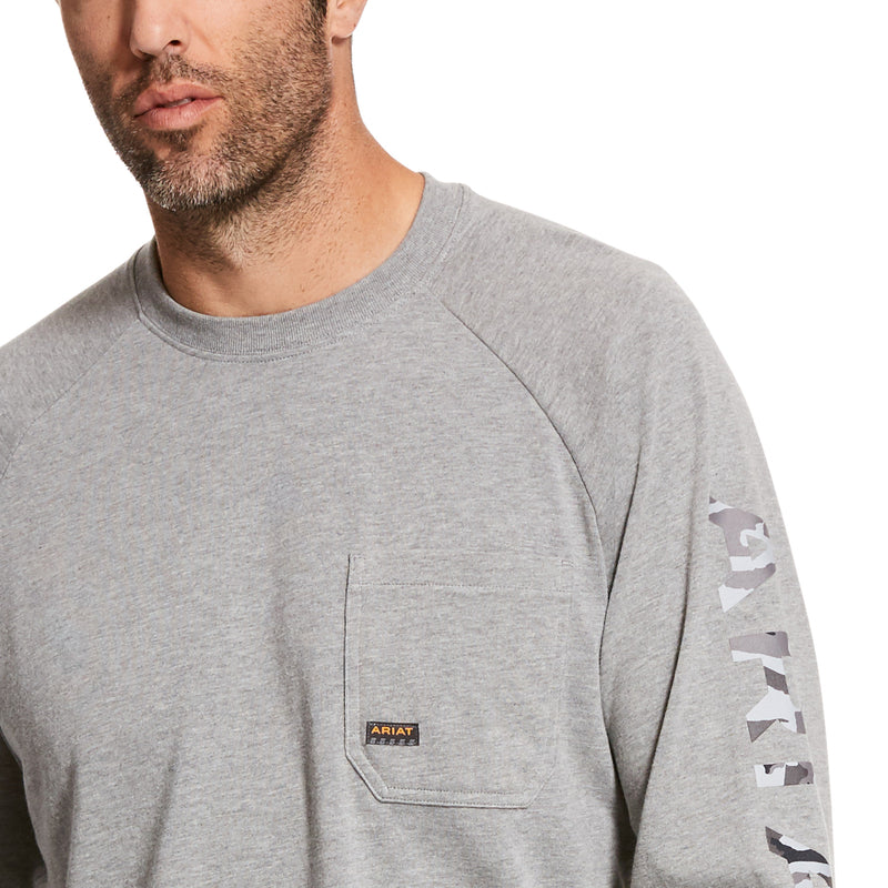 Ariat Men's Rebar Cotton Strong Graphic, Heather Grey