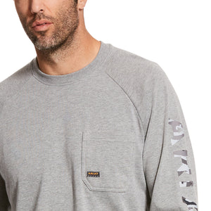 Ariat Men's Rebar Cotton Strong Graphic, Heather Grey