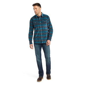 Ariat Men's Hawkeye Corduroy Stretch Retro Fit Long Sleeve Shirt, Sylvan Teal