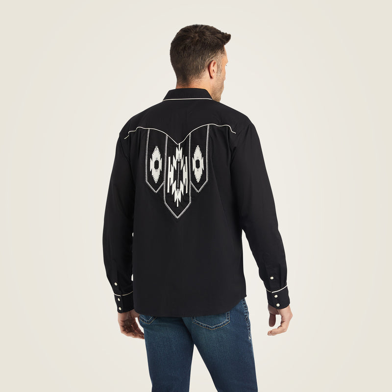 Ariat Men's Chimayo Retro Fit Long Sleeve Snap Shirt, Black