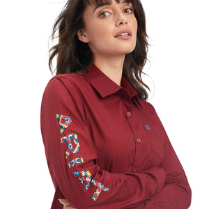Ariat Women's Wrinkle Resist Team Kirby Stretch Shirt, Rouge Red