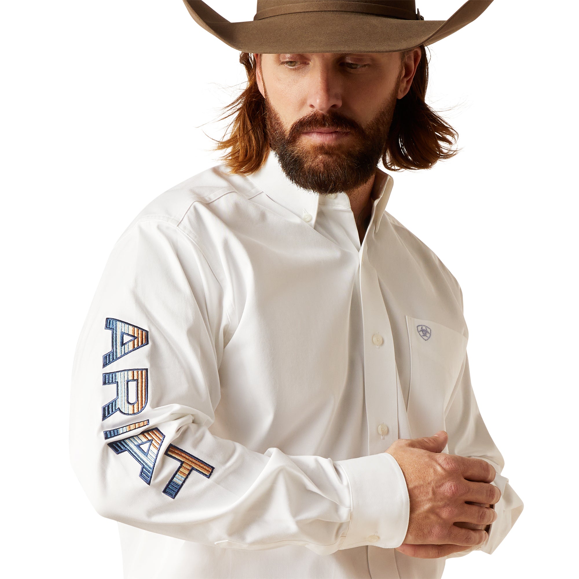 Ariat Men's Team Logo Twill Classic Fit Long Sleeve Shirt, Enamel Blue