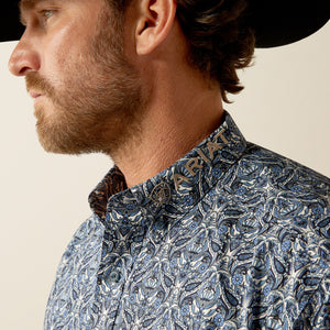 Ariat Men's Team Logo Orlando Classic Fit Long Sleeve Shirt, Blue|Tan