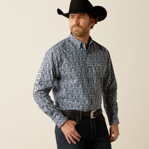 Ariat Men's Team Logo Orlando Classic Fit Long Sleeve Shirt, Blue|Tan