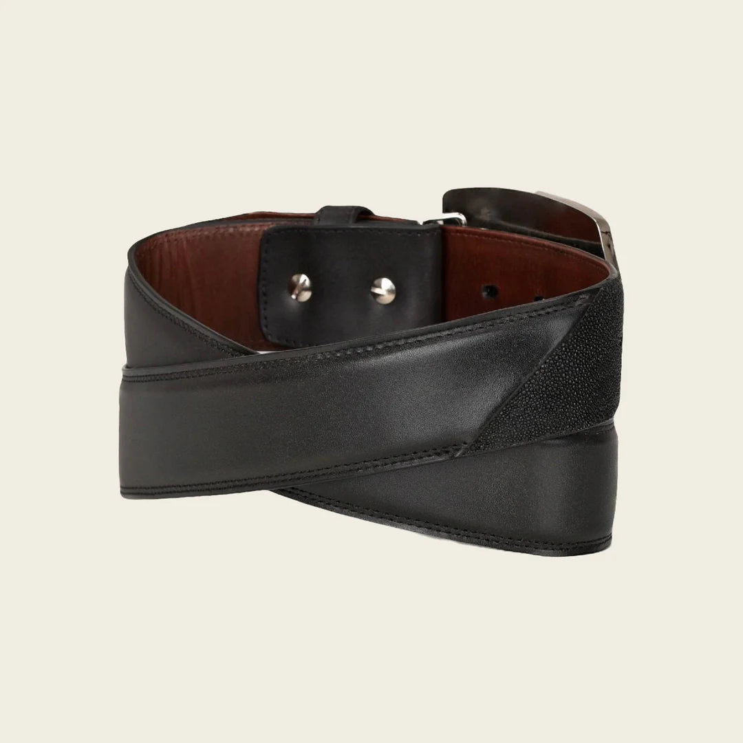 Cuadra Men's Stingray Leather Belt, Black