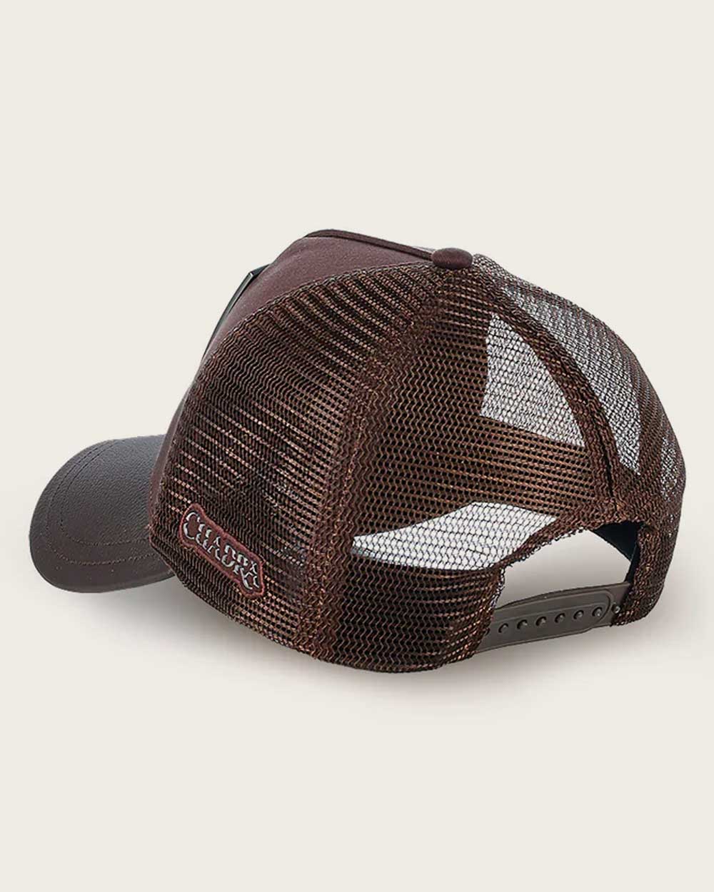 Cuadra Men's Bovine Leather Deer Metal Patch Cap, Brown