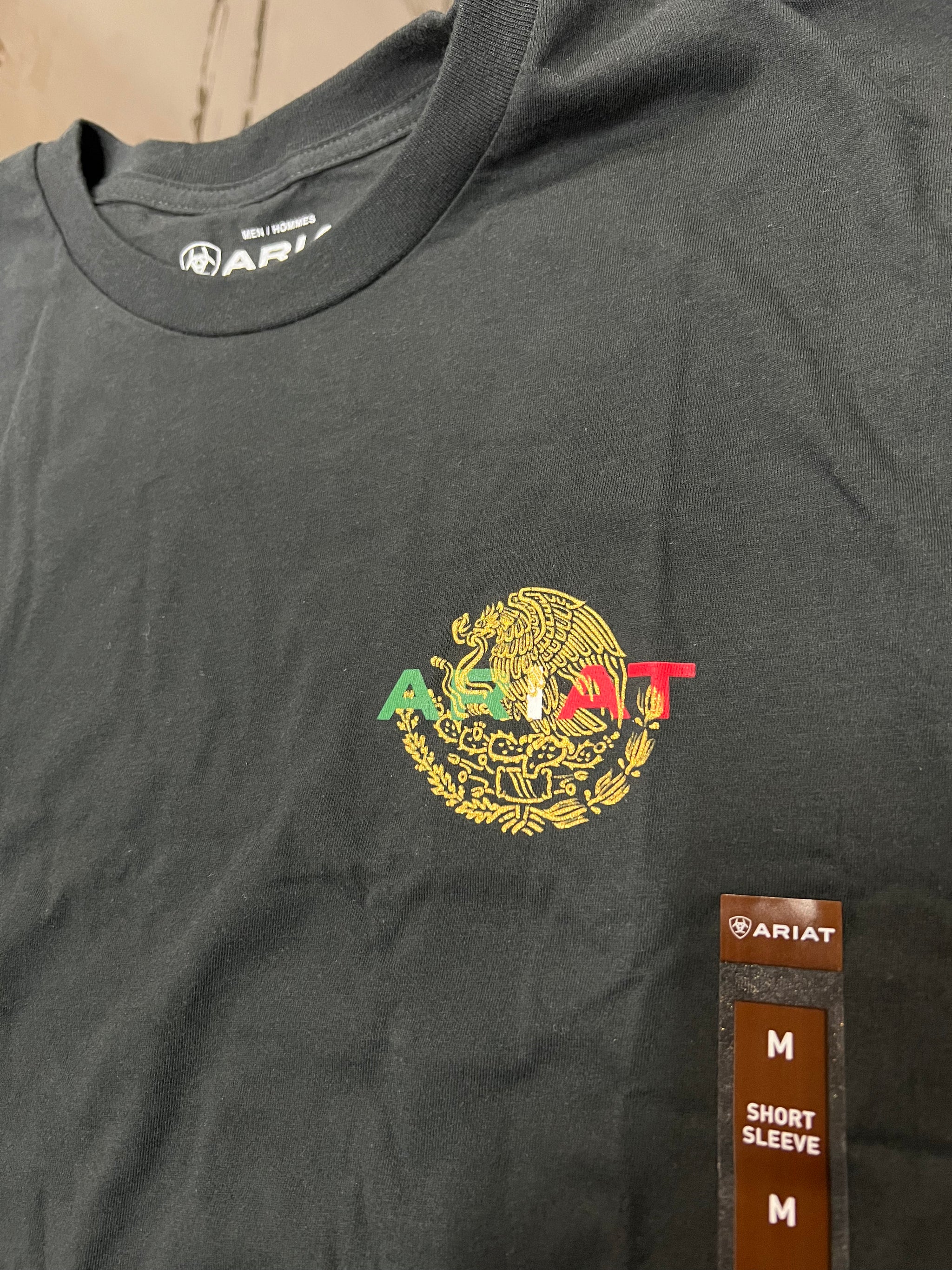 Ariat Men's Mexico Flag Lockup Short Sleeve Tee, Black