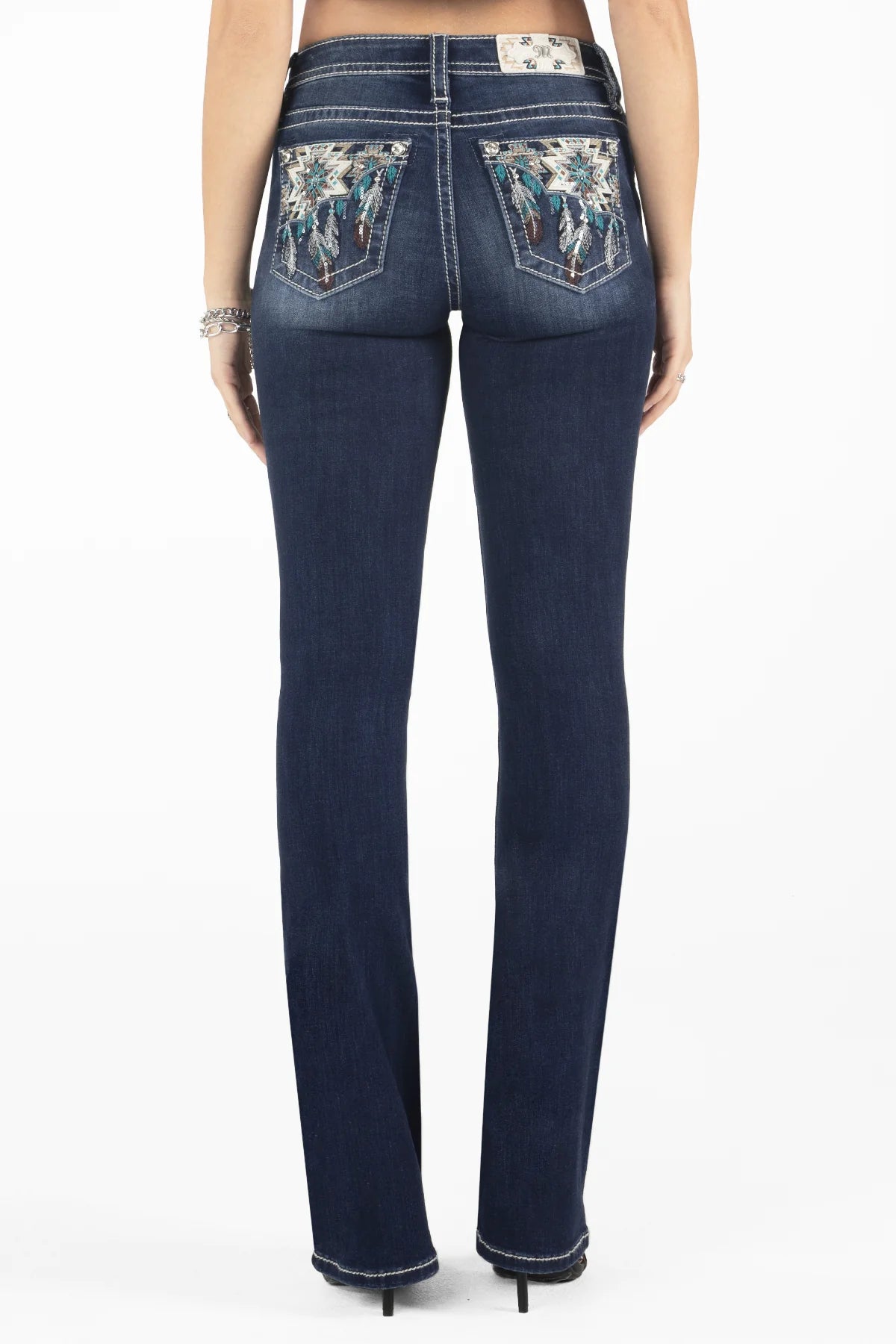 Miss Me Women's Mid Rise Bootcut Denim Jeans, Blue