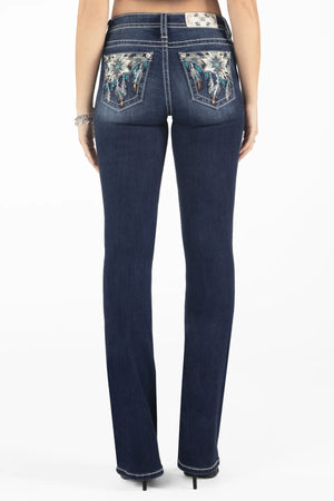 Miss Me Women's Mid Rise Bootcut Denim Jeans, Blue