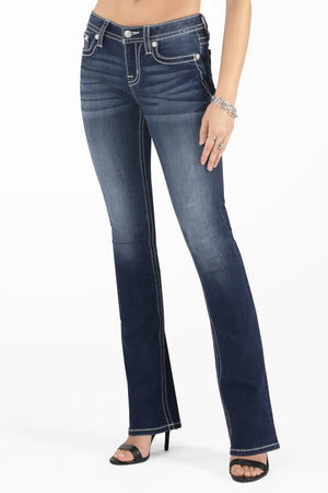Miss Me Women's Mid Rise Bootcut Denim Jeans, Blue