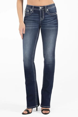 Miss Me Women's Mid Rise Bootcut Denim Jeans, Blue