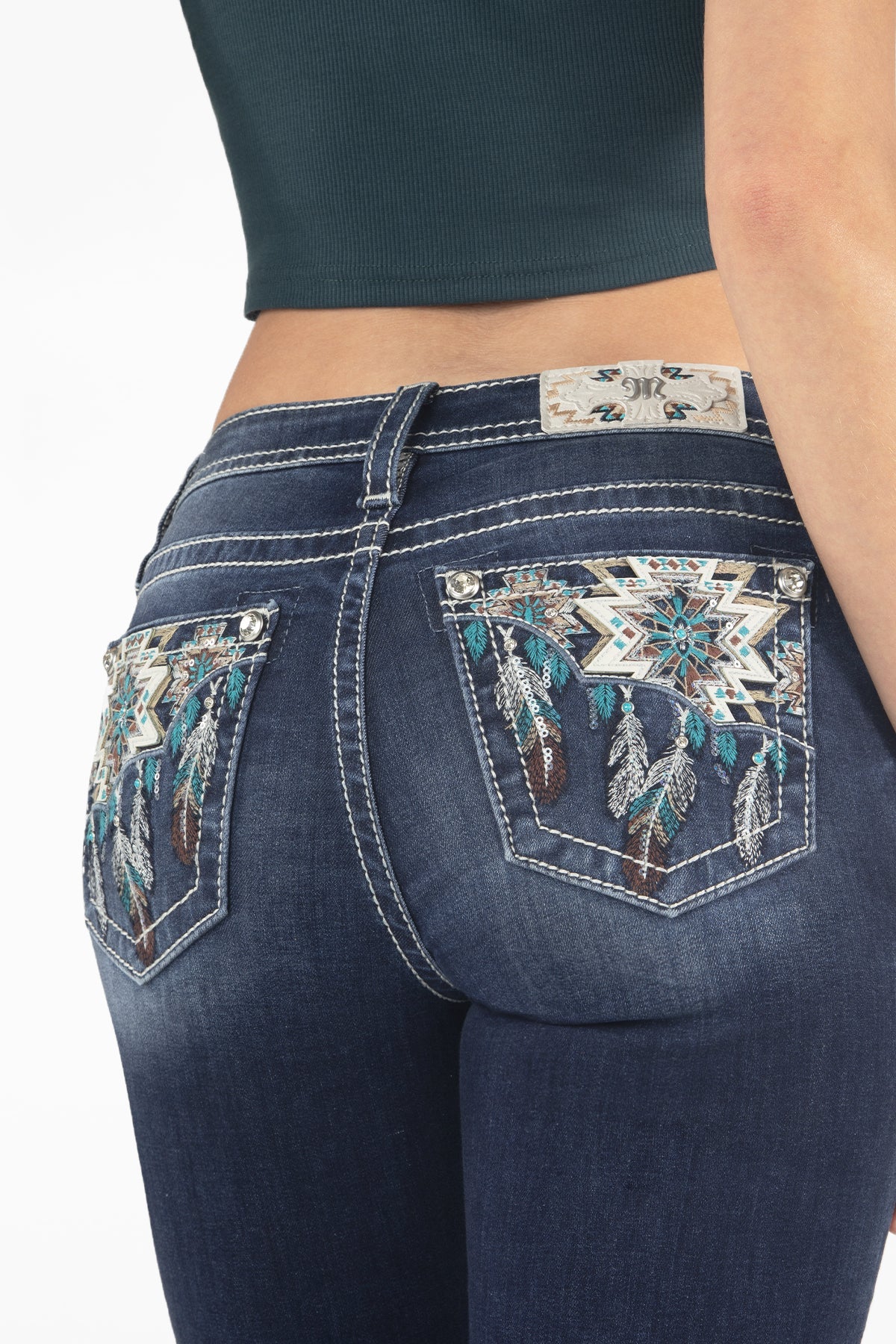 Miss Me Women's Mid Rise Bootcut Denim Jeans, Blue