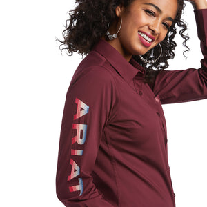 Ariat Women's Wrinkle Resist Team Kirby Stretch Shirt, Zinfandel