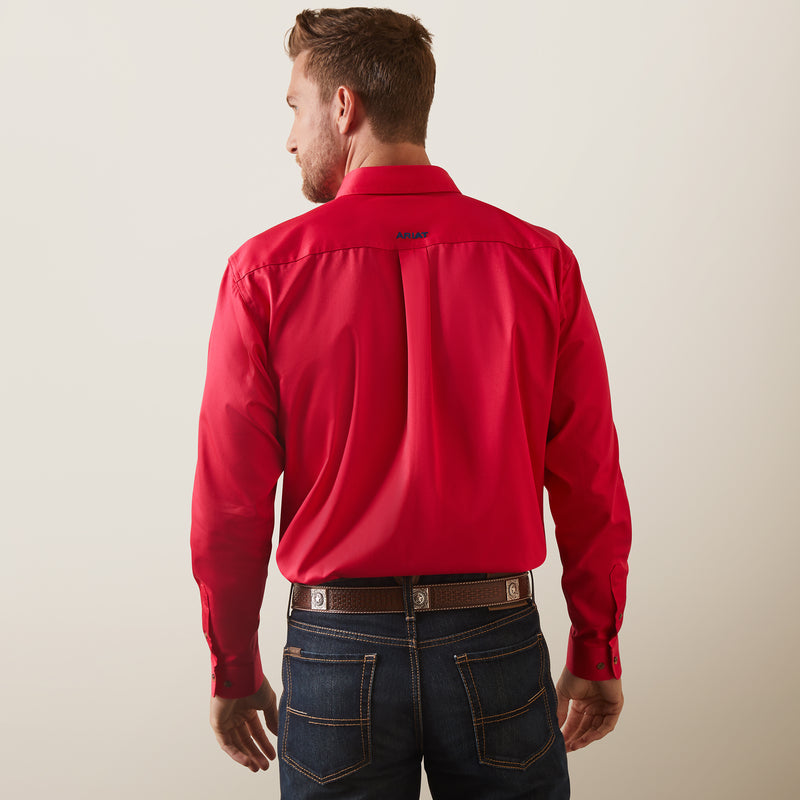 Ariat Men's Team Logo Twill Fitted Fit Long Sleeve Shirt, Azalea