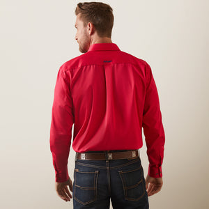 Ariat Men's Team Logo Twill Fitted Fit Long Sleeve Shirt, Azalea