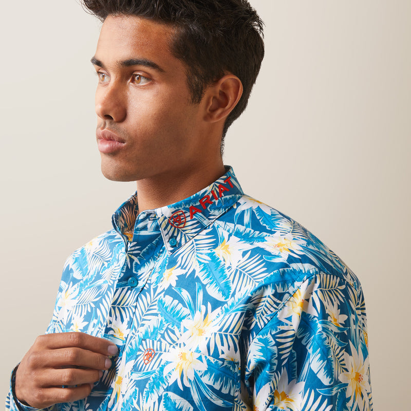 Ariat Men's Team Logo Spencer Classic Fit Long Sleeve Shirt, Lyons Blue