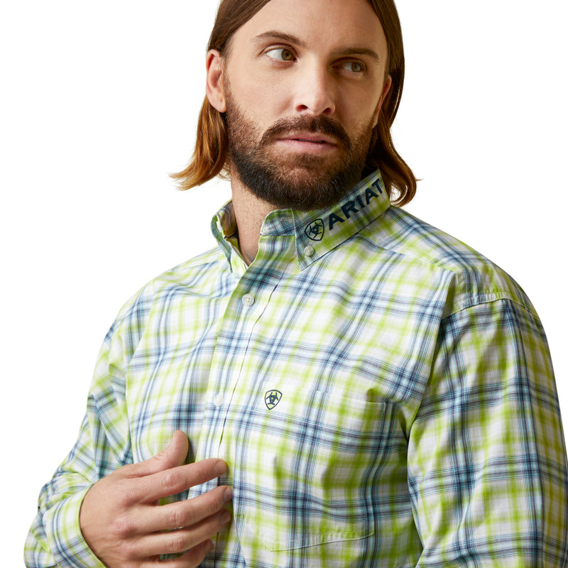 Ariat Men's Pro Series Team Logo Dayton Classic Fit Long Sleeve Shirt, Tender Shoots