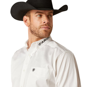 Ariat Men's Team Logo Twill Classic Long Sleeve Shirt, White/Black