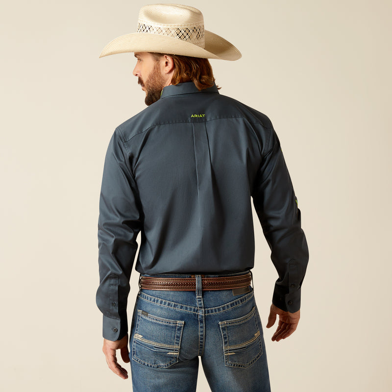 Ariat Men's Team Logo Twill Fitted Fit Long Sleeve Shirt, Dark Grey