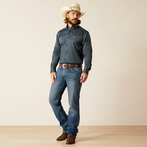 Ariat Men's Team Logo Twill Fitted Fit Long Sleeve Shirt, Dark Grey