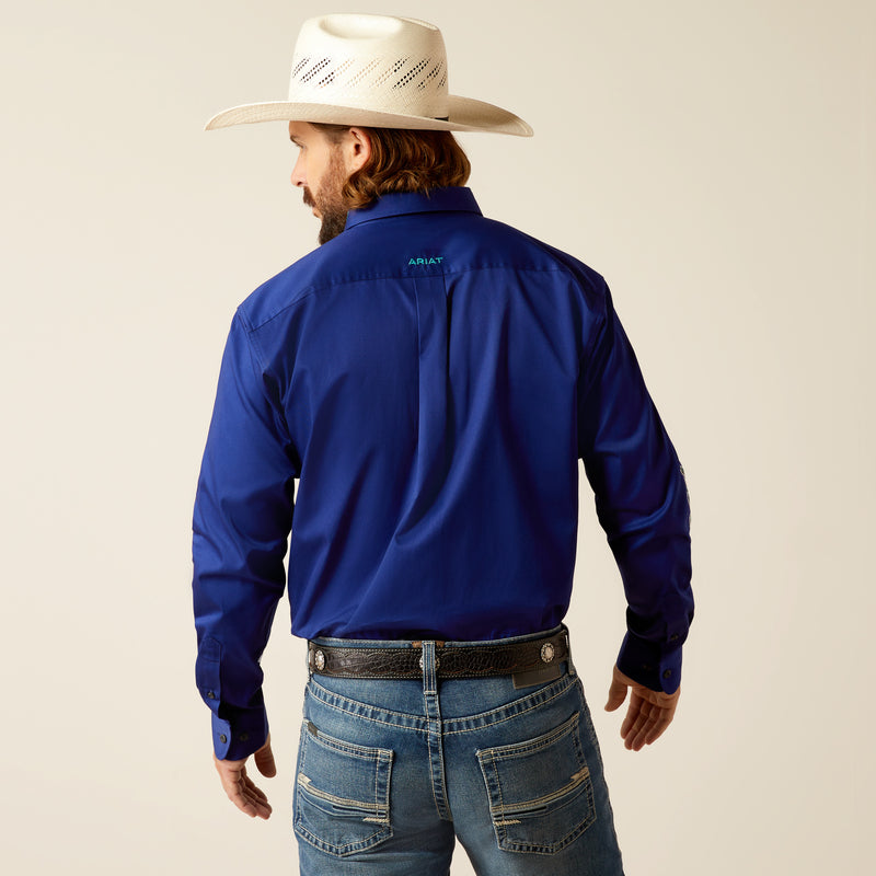 Ariat Men's Team Logo Twill Classic Fit Long Sleeve Shirt, Royal Blue