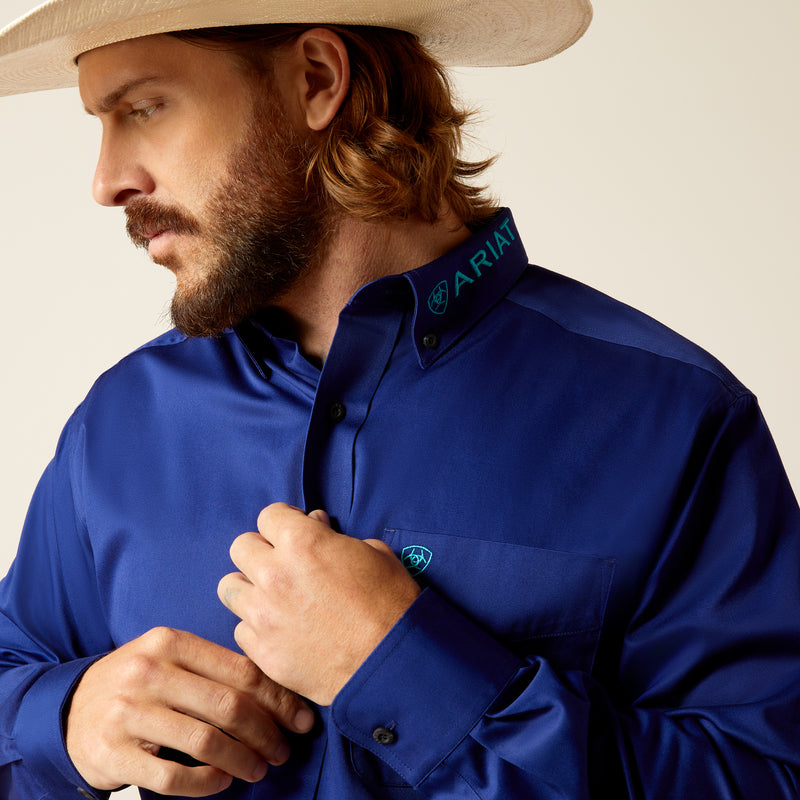 Ariat Men's Team Logo Twill Classic Fit Long Sleeve Shirt, Royal Blue